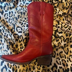 new steve madden red albany cowboy boots size 7.5